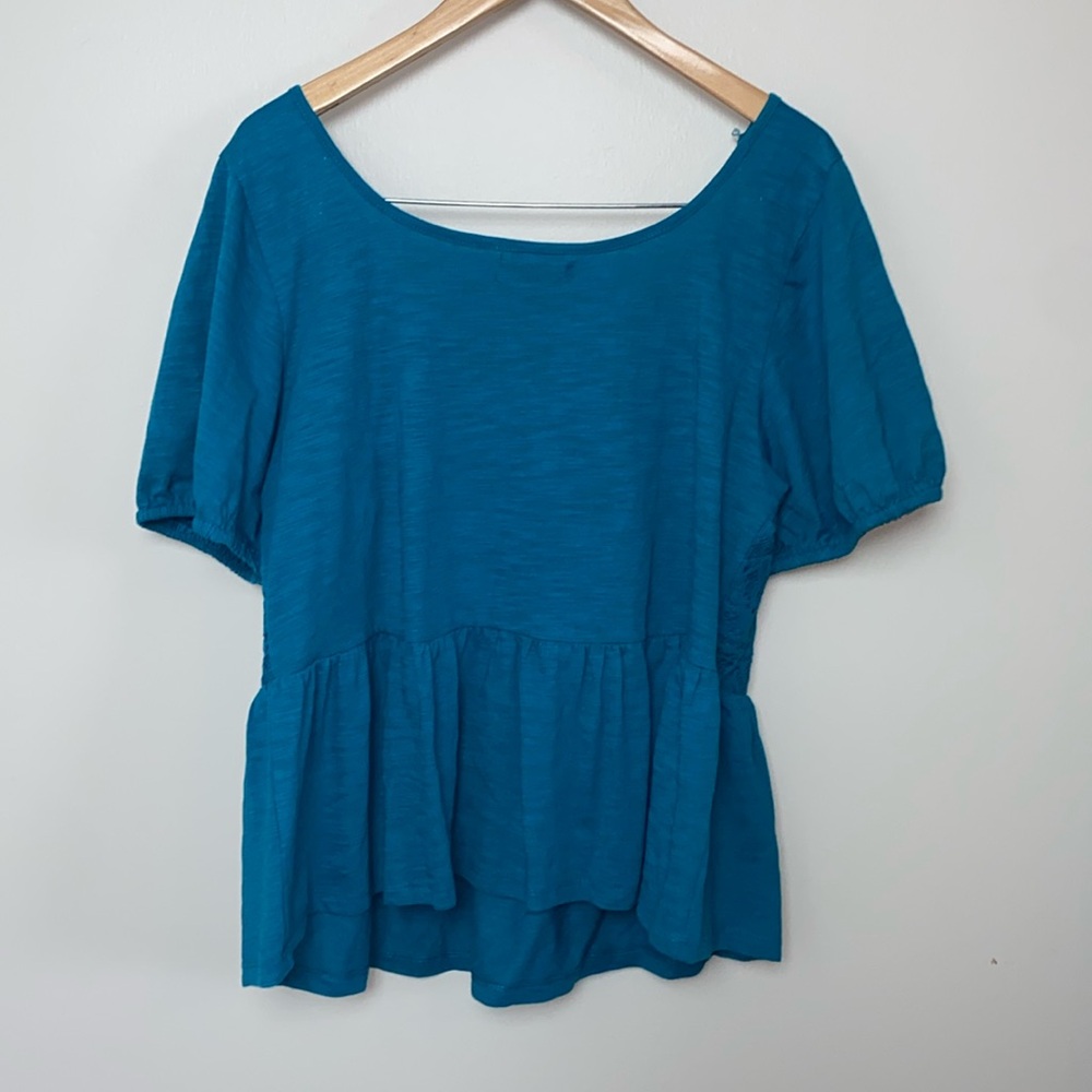 Lane Bryant Classic Short Puff-Sleeve Square-Neck Peplum Shirt Women's 14/16 - Picture 6 of 7